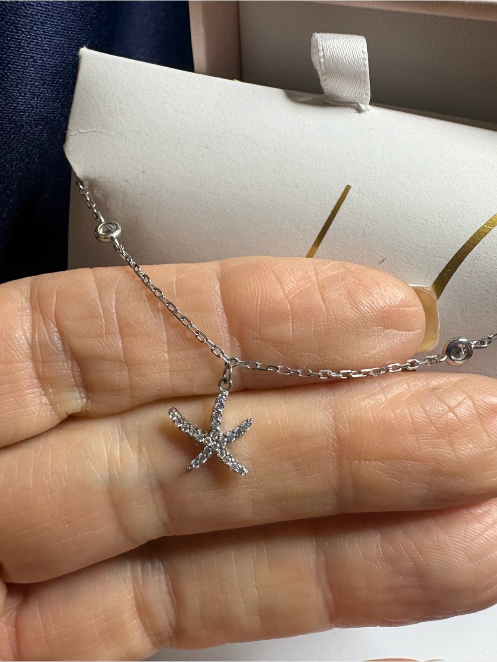 Tabitha Webb Starfish Sterling Silver Anklet w/ CZ Accents NIB - Picture 2 of 8